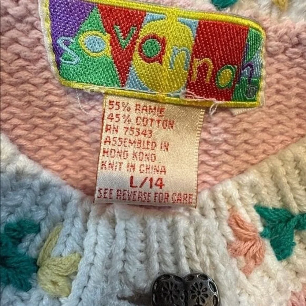 Savannah Cardigan Sweater Soft Pink Easter Kidcore Cute‎ Bunny Girl's  Large 14